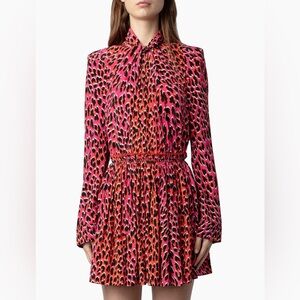 Zadig & Voltaire Ryde Elasticized Leopard-Print Minidress Retail$798 Size Medium